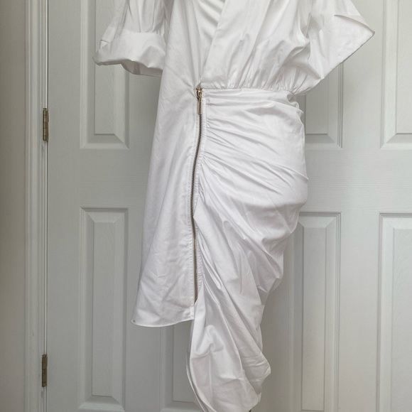 NWT- Mehtap Elaidi White collared Asymmetrical Shirt Dress - Picture 9 of 12